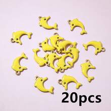 20个13x8毫米不锈钢可爱小海豚珐琅吊坠，不锈钢DIY首饰制作配件 - 海豚 - 查看 16