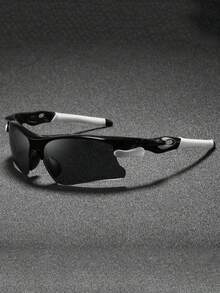 FIYLROG 1 Pair Steampunk Style Y2K PC Blue Lens Half-Frame Futuristic Design Glasses, Multi-Color Options, Men's Outdoor Sports Cycling Fashion Glasses, Motorcycle Riding Fashion Glasses, Streetwear Accessories, Beach Accessories Glasses, Create Street Style, Suitable For Spring/Summer Beach Vacation, Outdoor Activities And Travel - Multicolor - View 6