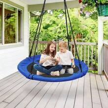 100cm Giant Nest Web Rope Hanging Tree Kids Swing Seat Round Backyard Playground - Blue - View 4