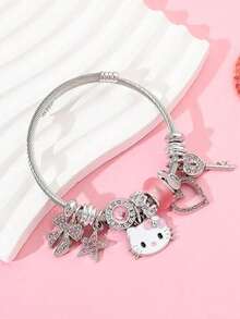 1pc Sanrio Hello Kitty Series Adjustable Best Friend Bracelet - Silver - View 2
