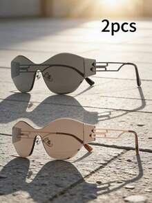 1副/2副复古男士未来主义无框休闲时尚眼镜，适合驾驶、骑行等场合 - 彩色 - 查看 8