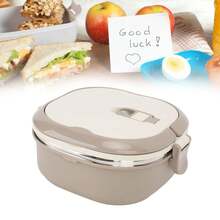 Boîte à lunch isotherme en acier inoxydable 304 : Boîte à lunch Bento portable et hermétique avec cuillère pour étudiants et bureaux, à une seule couche. - Nude - Voir 4