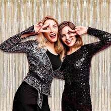 3pcs/Set 100*200cm Pink Tassel Ribbon, Party Decoration Curtain, Shiny Metallic Texture Design, Suitable For Photography Studio Props, Birthday Party, Bridal Shower, Wedding And Any Holiday Decoration, Christmas Decoration, Backdrop, Party Decoration, Event Styling, Photo Booth Props, Decorative Ribbon, Durable Tassel, Lightweight Fabric, Event Decor, Backdrop Curtain, Bridal Shower, New Year, Valentine's Day Backdrop Decoration - 香檳酒 - 查看 6