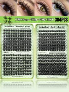 640/608/576/384pcs Mixed Length 10-16mm, 0.07mm C/D Curl Synthetic Mink Eyelash Set, Dense & Curly, Suitable For DIY Eyelash Extension, Suitable For Daily Or Outdoor Makeup - 黑色 - 查看 2