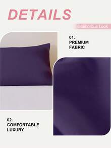 HONEY MOON 2pcs Soft & Smooth Solid Color Pillowcase, Breathable, Envelope Closure, Wrinkle Resistant, No Filling - Fits T/F/Q/K Size Home & Dorm, OEKO-TEX Certified, Purple - Dark Purple - View 5