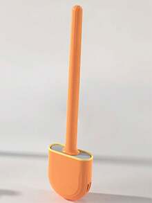壁挂式无孔马桶刷，全方位清洁马桶，可拆卸手柄，家用 - 橘色 - 查看 2