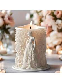 Floral Goddess Silicone Mold With Column Embossed Design, Easy Demold And Reusable, Suitable For Scented Candle Casting, Gypsum Craft Decoration, Perfect For Wedding Decor And Mother's Day Gift - White - View 4