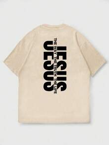 Zrgoth 男士休闲百搭简约美式风格英文标语元素短袖T恤 - 杏色 - 查看 4