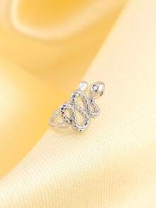 1 pieza Anillo de nariz falso en forma de U con micro-incrustación de circonita, de moda - Plateado - Ver 4
