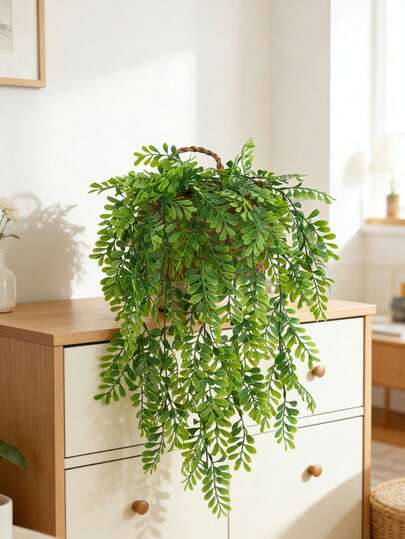 1pc Artificial Hanging Plant Decoration, Payou Artificial Rattan, Ivy Leaf Vine, Indoor And Outdoor Uv Resistant Green Flowers, Home Garden Walls, Wedding Tables, Green