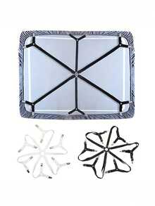 4个可调节床单夹，适用于床罩、桌布、窗帘、沙发套，防滑帐篷式床单固定器 - 彩色 - 查看 1