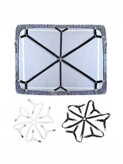 4个可调节床单夹，适用于床罩、桌布、窗帘、沙发套，防滑帐篷式床单固定器