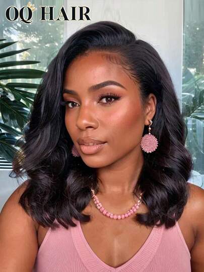 OQ Hair 200% Density 10-16 Inch Sleek Body Wave Bob Wear Go Glueless Wig Pre-Cut 7x5 Transparent Lace Front Wig Natural Black Pre-Plucked Hairline Suitable For Beginners-No Glue Needed, 100% Human Hair, Breathable Cap, Lightweight And Comfortable For Daily Wear, Minimal Shedding, Can Create Office, Halloween, Party, Y2K, Rebellious, Vacation, Outdoor, Cosplay, School, Holiday, Christmas, Party, Wedding And Other Styles, Suitable For Women