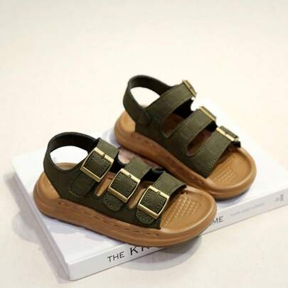 1 Pair Adjustable Strap Open Toe Children's Sandals, Lightweight, Non-Slip, Casual Beach Sandals For Boys And Girls, Summer