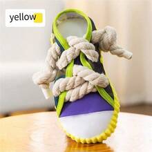 1pc Canvas Shoe Shaped Dog Chew Toy With Sound, Durable Interactive Rope Toy Suitable For Small Dogs, Puppy Teething Stick Pet Toy - Yellow - View 11