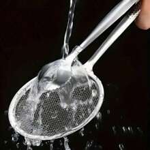 Stainless Steel Frying Oil Strainer - Heat Resistant, With Clip/Clamp Accessory - Fine Mesh Strainer For Frying, Draining Soup And Sauce - Durable Kitchen Tool For Oil-Free Cooking, Frying Oil Filter, Family Dinner Supplies, Christmas Party Supplies - Silver - View 2