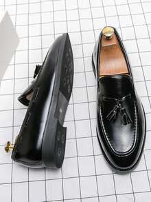 Men's Loafers, Men's Leather Shoes, Tassel Decorated Men's Shoes, Suitable For Saturday Banquets, Dances, Parties, Weddings, Wedding Shoes, Men's Office Work Shoes - màu đen - Xem 3