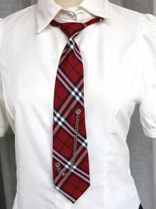 1条格子链条朋克风领带，适合休闲、街头、学院风、毕业照等场合。 - 彩色 - 查看 7