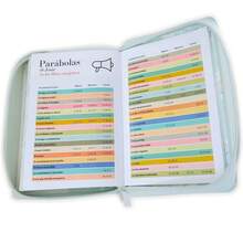 Biblia Con Cierre Para Mujer Portatil Letra Grande 12 Puntos RV1960, Imit Piel Tricolor Azul/Rosa/Blanco Con Indice Y Canto Floral - Single Book - View 5