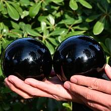 1pc Black Obsidian & Quartz Crystal Ball | Classic Stone Sphere, Suitable For Office & Home Decor, Ideal Birthday & Holiday Gift, Desktop Display - Black - View 9