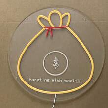 1pc Neon Money Bag Light, Indoor Illuminated Sign, 5V With Switch Control Dimmable, USB Powered - Money Bag - View 6