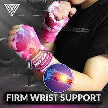 Vendas de Boxeo Guantes Interiores, elásticas, con Lazo para el Pulgar, Estilo Mexicano, para Debajo de los Mitones - Malla Rosa - Ver 3