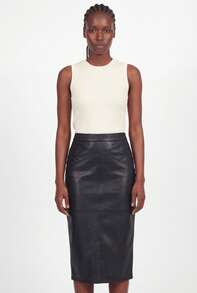 Naf Naf Elegant Faux Leather Skirt Jupes Black PET - Black - View 1