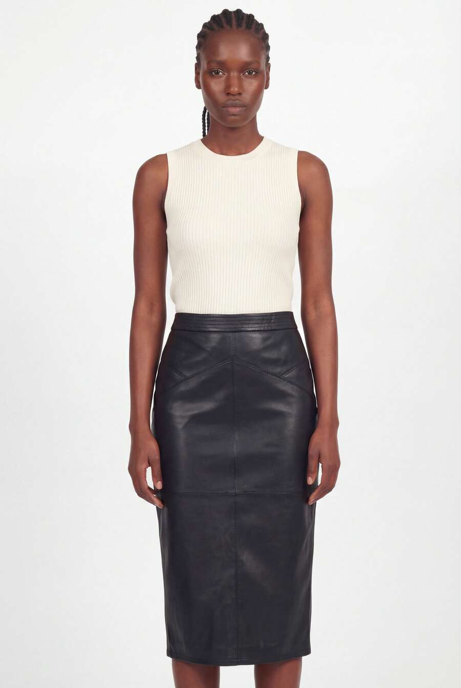 Naf Naf Elegant Faux Leather Skirt Jupes Black PET - Black - View 1