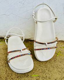 Sandália Birken Papete com Tiras de Strass Colorido em ABS - Preto - Visão 3