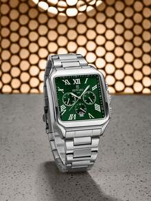 REWARD 男士石英腕表，商务时尚风格，计时码表和日历功能，夜光指针，多功能，高品质礼品，经典设计，不锈钢表带 - 銀色 - 查看 3