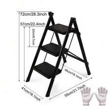 3 Step Ladder Folding Heavy Duty Aluminium Outdoor Indoor Lightweight Step Stool - Negro - Ver 1