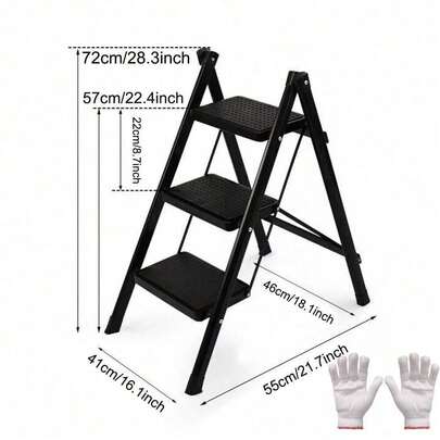 3 Step Ladder Folding Heavy Duty Aluminium Outdoor Indoor Lightweight Step Stool
