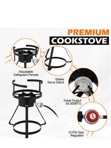 13x32 Inch Black Round Tripod Stove Rack – Silver Fryer Basket For Gas Stoves - 2-piece Set - View 3