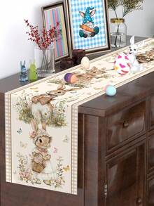 1pc Spring Easter Coffee Bunny & Floral Pattern Table Runner, 35*180cm Polyester Farmhouse Style Easter Table Runner, Easter Home Decor 2026 Kitchen Dining Table Decoration, Spring Holiday Decor - Multicolor - View 11