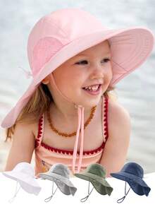 Baby/Toddler Wide Brim Sun Hat With Neck Flap, Essential For Beach & Vacation - 1PC - View 1