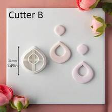 Minimalist Geometric Polymer Clay Cutters Set – Kawaii Teardrop, Oval & Rhombus Shapes, Boho Chic Craft Essentials For DIY Earrings, Modern Jewelry Charms & Unique Gifts - White - View 4