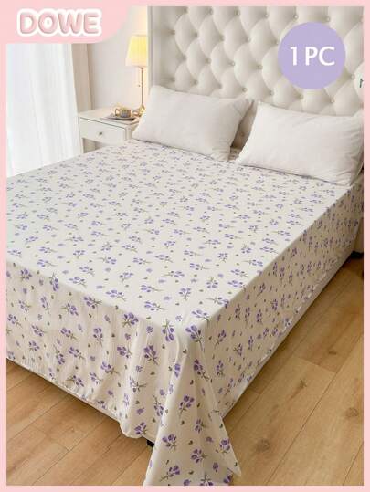 1pc 100% Lightweight Polyester Fabric Romantic Floral Print Bedsheet, Breathable Bedding, Cute Bedroom Decor Bedcover, Suitable For Adults And Teens, Guest Room, Master Bedroom