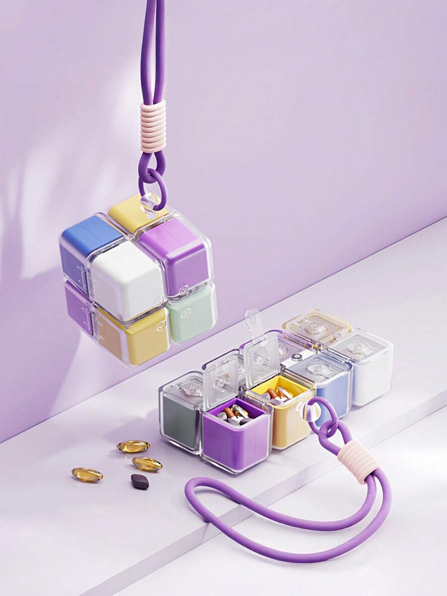 7-Day Portable Leak-Proof Pill Organizer With Lanyard, Vitamin Tablet Dispenser