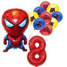 漫威英雄蜘蛛侠乳胶铝箔气球生日派对装饰，生日快乐气球组合，完美生日礼物，性别揭晓派对墙面装饰气球套装 - 彩色 - 查看 11