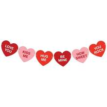 Red Pink Conversation Hearts Banner Heart Shape Pre-Strung Romantic Sign Banner For Valentine's Day Home Decor - 1 - View 8