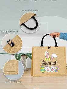 Personalized Easter Gift Bag, Linen Easter Gift Bag, Customizable Easter Bunny Name Gift Bag, Children's Easter Egg Hunt Gift Bag, Easter Basket, Easter Gift Bag, Customized Easter Bunny Linen Gift Bag - Multicolor - View 8