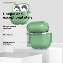 RFUNGUANGO 透明保护壳，带钥匙扣和清洁工具套装，兼容 2025/2022/2019/2024 充电手机壳，全面保护第二代/第一代、第三代 Pro 机型 - 綠色 - 查看 3