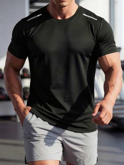 1pc Men's Casual Sports T-Shirt, Round Neck Short Sleeve, Solid Color Sports Running T-Shirt, Multiple Colors Available, Suitable For Daily Casual Wear, Summer