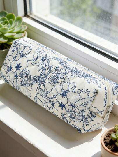 一套花卉图案铅笔盒、文具袋和化妆包 - 拉链收纳袋，可装文具、化妆品、旅行必备品、返校用品、铅笔盒、背包、个性化笔袋、整理袋，适合作为情人节礼物