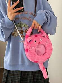 Cartoon Cute Dot Cat Bag Handbag Single Shoulder Bag Large Capacity Student Fashion Versatile Crossbody Bag - Pink - View 8