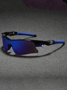 FIYLROG 1 Pair Steampunk Style Y2K PC Blue Lens Half-Frame Futuristic Design Glasses, Multi-Color Options, Men's Outdoor Sports Cycling Fashion Glasses, Motorcycle Riding Fashion Glasses, Streetwear Accessories, Beach Accessories Glasses, Create Street Style, Suitable For Spring/Summer Beach Vacation, Outdoor Activities And Travel - Multicolor - View 2