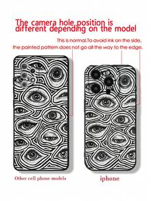Painted Eye Design Minimalist Stylish Creative Shockproof Phone Case Compatible With IPhone 17/17 Pro/17 Pro Max, 16/11/16 Pro/16 Plus/16 Pro Max/16e, 15 Pro Max, 13/14/12/XS/XR/7G/8P, Galaxy S25/S25 Plus/S25 Ultra, A16/A36/A26/A56/A50/A12/A32 - Multicolor - View 8