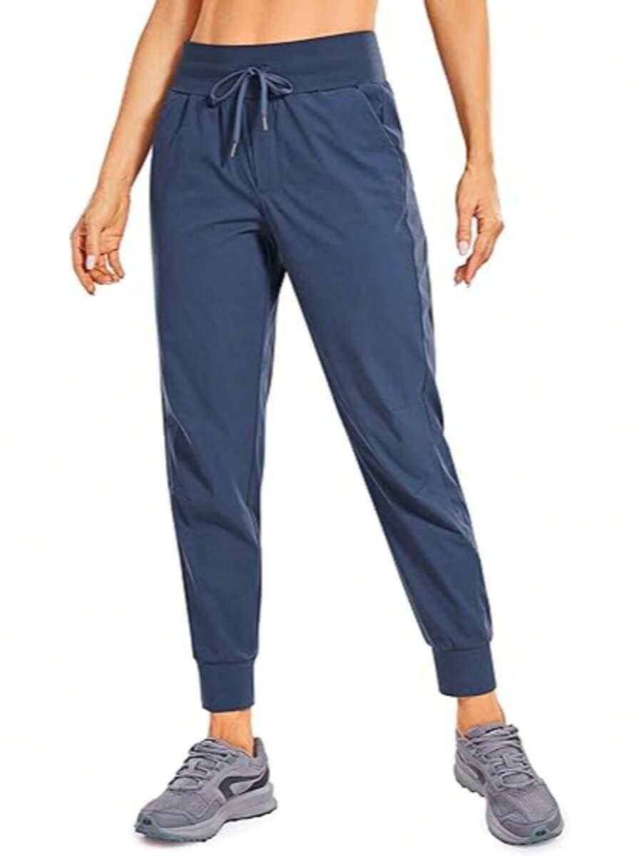 KyrLssu 1pc High Waist Yoga Pants, Outdoor Fitness Running Trousers, Breathable Stretchy Cycling Pants - Pink - View 1