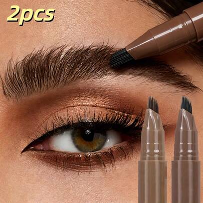 Lot de 2 crayons à sourcils waterproof, séchage rapide, longue tenue, pointe précise pour définir les sourcils, convient à toutes les carnations, design noir à la mode