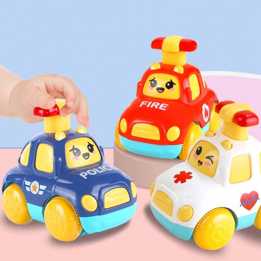 Coches de juguete para niños, prensa de dibujos animados, coche de inercia de juguete, bomberos, ambulancia, modelos de coches Montessori, juguetes paras para niños y niñas de 1 a 3 años IRDB - coche de juguete 03 - Ver 1